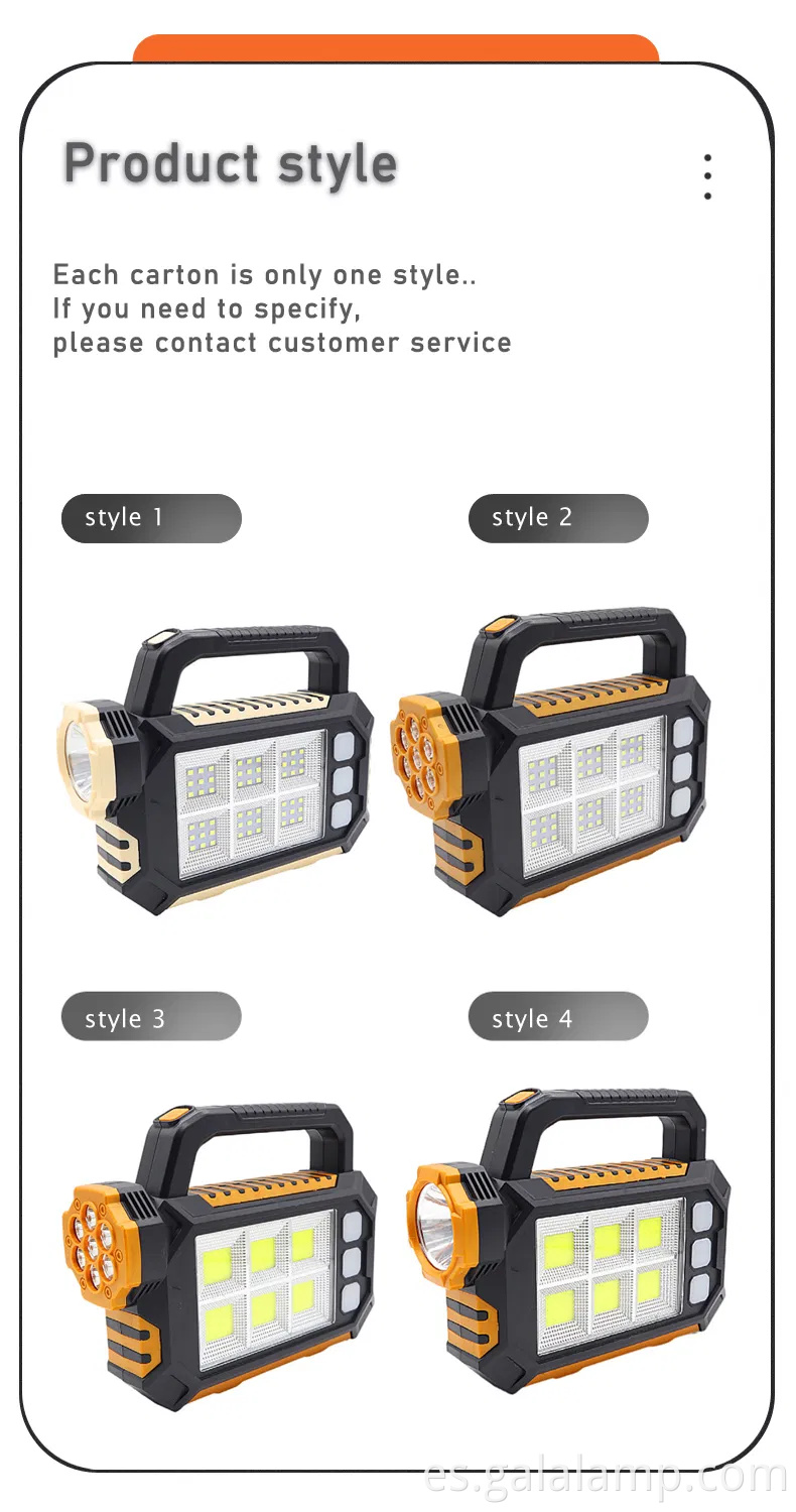 Luz de trabajo con LED solar al aire libre de alta potencia para acampar